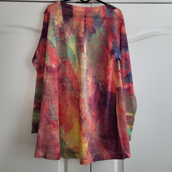 Soft Surroundings V neck Pullover lighweight size L  colorful spring - Picture 5 of 6